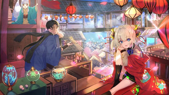 Anime Old Man Girl Scenic Traditional