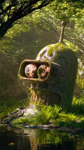 Futurama Wallpaper Giant Bender Head Art