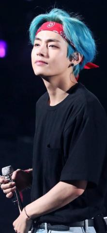 Bts V Wallpaper Mobile Blue Hair Red Bandana