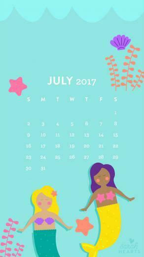 July Mermaid Calendar Wallpaper Sarah Hearts