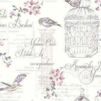 Wallpaper Clearance K2 Aviary Plum White Collage