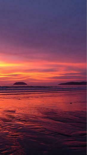 Nature Pure Fantasy Beach Sunset Skyline iPhone Wallpaper