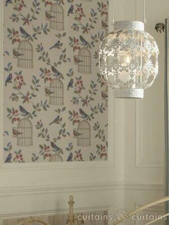 Vintage Charm Blue Bird Cage Wallpaper Bedroom Ideas Pint
