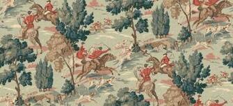 Digitally Printed Wallpaper Featuring Classic Scenes Of Fox Hunting