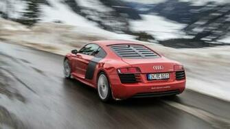 Red Audi R8 E Tron Back Side On Road Car Wallpaper HD