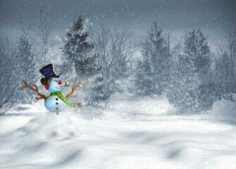 Arbres Montagnes No L Nouvel An Bonhomme De Neige Wallpaper