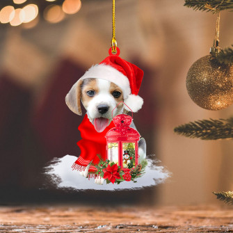 Beagle Christmas Present Ornament Laihair