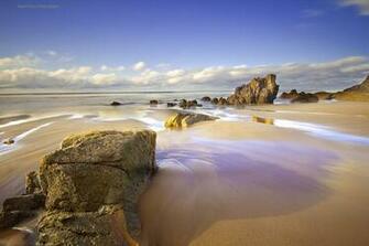 Beach Sand Sea Rocks Sky Clouds Spring April Wallpaper Nature