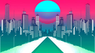 Synthwave City Retrowave Moon Wallpaper