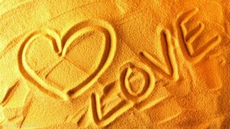 Love Word Letters Writing Sand Heart Beach HD Widescreen Wallpaper
