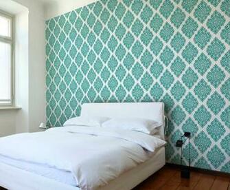 French Garden Damask Teal Wallpaper Tiles Modern Los