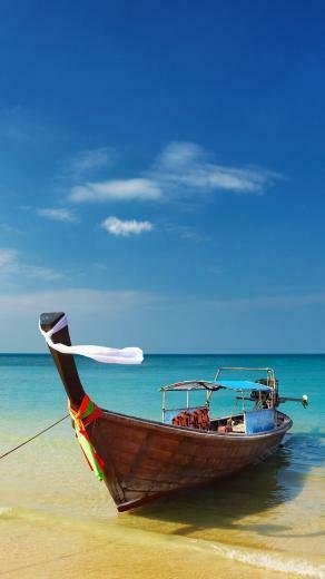 Thailand Beach Shore Boat Android Wallpaper Barcos