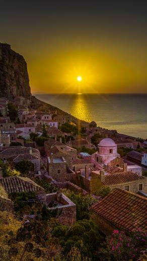 Photos Greece Monemvasia Sun Sea Roof Rock Sunrises And