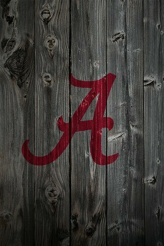 Alabama Crimson Tide Alternate Logo Wood iPhone Background A