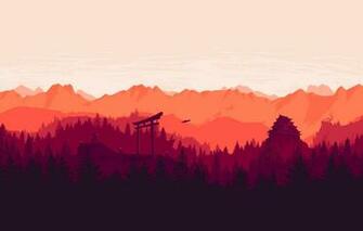 Wallpaper Minimalism Mountains Forest Warrior Hills Asia