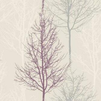 Plum Silver Cream Bowland Trees Branches Holden Decor Wallpaper