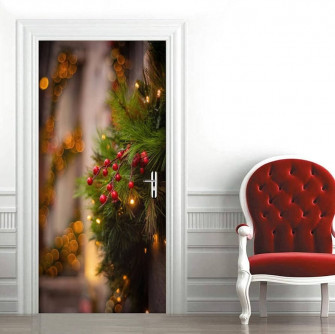 Amazon 3d Door Mural Decal City Christmas Lights Red Berry