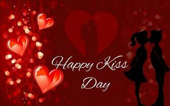 Love Heart With Kissing Couple Kiss Day Wishes Wallpaper
