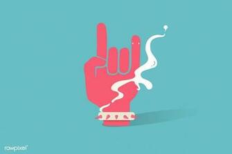 Illustration Of Rocker Hand Icon On Blue Background Image