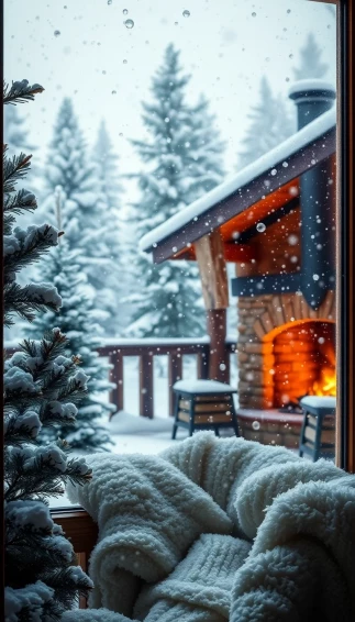 Cozy Winter Snowstorm Outside Wallpaper