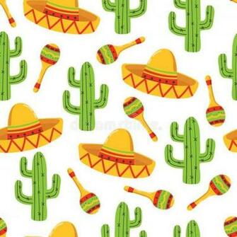 Seamless Mexican Pattern With Sombrero And Cactus Colorful