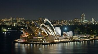 Of Sydney Opera House At Night With Lighting In Australia