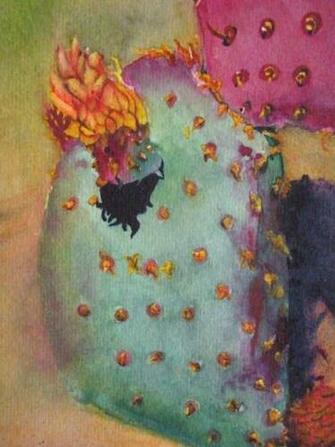 Watercolor Painting Original Floral Art Desert Cactus Flower 1st