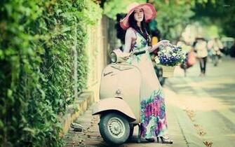 Girl On Vespa Wallpaper