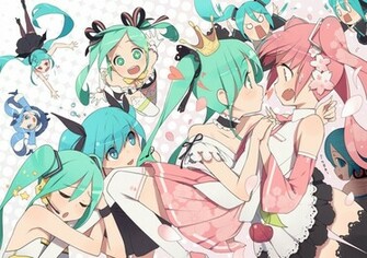 Wallpaper Hachune Miku Sakura Hatsune Yuki