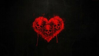 Skull Heart Art Dark Red Wallpaper
