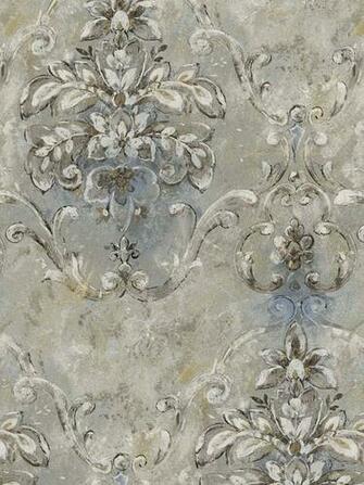Details About Wallpaper French Blue Old World Damask Victorian Faux