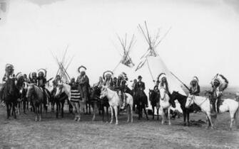 Black White Native American People Crowd History Wallpaper Background