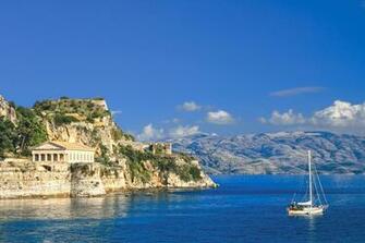 Wallpaper Greece Corfu Sea Rock Nature Mountain Sky Coast