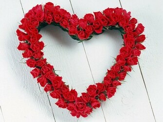 Red Roses Heart Shape Computer Wallpaper From The Above