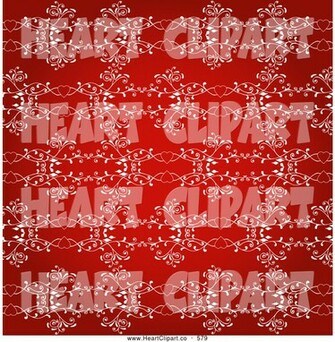 Clip Art Of A Pretty Red Background With White Intricate Designs