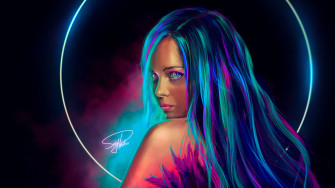 Neon Girl Digital Art Wallpaper HD Artist 4k