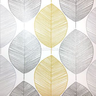 Arthouse Scandi Leaf Yellow Wallpaper