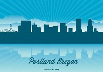 Portland Oregon Skyline Illustration Vector Art Stock
