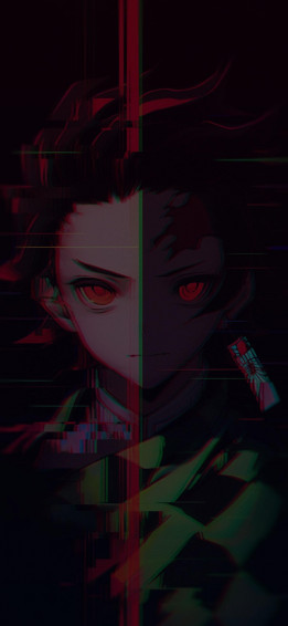 Tanjiro Kamado Glitch Art Wallpaper Demon Slayer