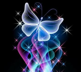 Neon Butterfly Abstract Blue Pink Sparkle Glow Design HD Wallpaper