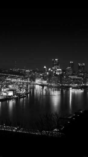 Pittsburgh City Dark Skyline At Night iPhone Plus HD Wallpaper