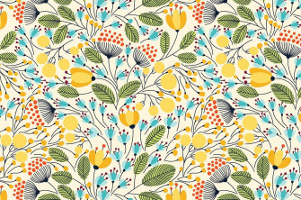 Seasons Floral Pattern Wallpaper