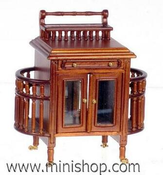 Dollhouse Miniature Furniture Antique Writing Desk Cabinet In Walnut