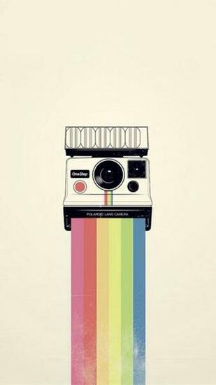 Polaroid Camera Colorful Rainbow Illustration iPhone Wallpaper