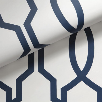 Ge3664 Hourglass Trellis White Navy Blue Wallpaper Wallcoveringsmart
