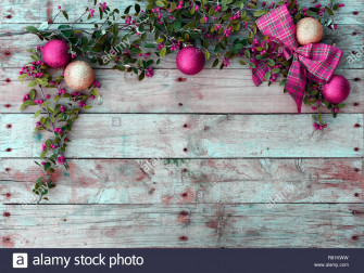 Christmas Postcard Frame On Wooden Background For
