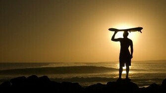 Surfer At Sunset Wallpaper