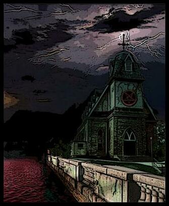 Church Of Satan Wallpaper Cartoon Style