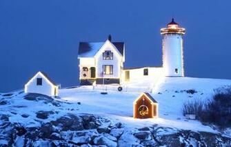 House A Cozy Winter Snow Beacon Garlands Christmas Wallpaper