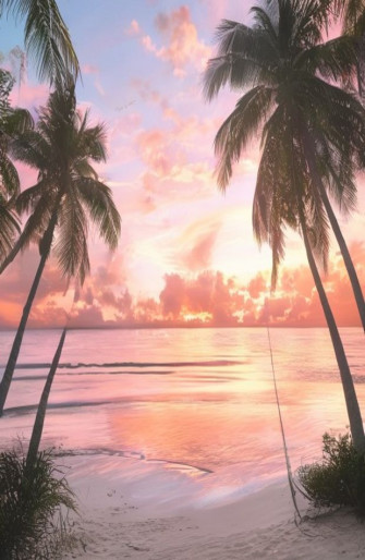 Pink Beach Sunset Wallpaper